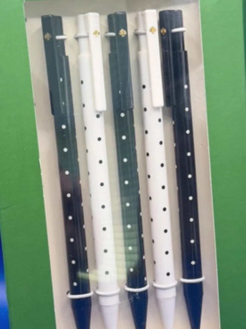 kate spade White & Black Polka Dot Ink Pen Set New